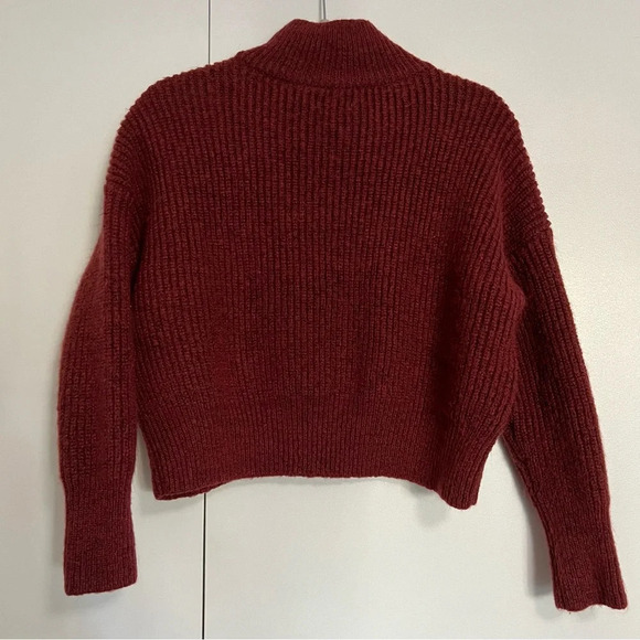 Calvin Klein Burgundy Half Zip Long Sleeve Crop Sweater Womens size small - Picture 2 of 11